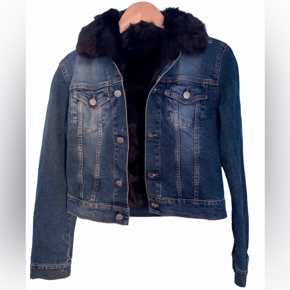 Theory Denim Jacket With Detachable Genuine Fur Lining Size S